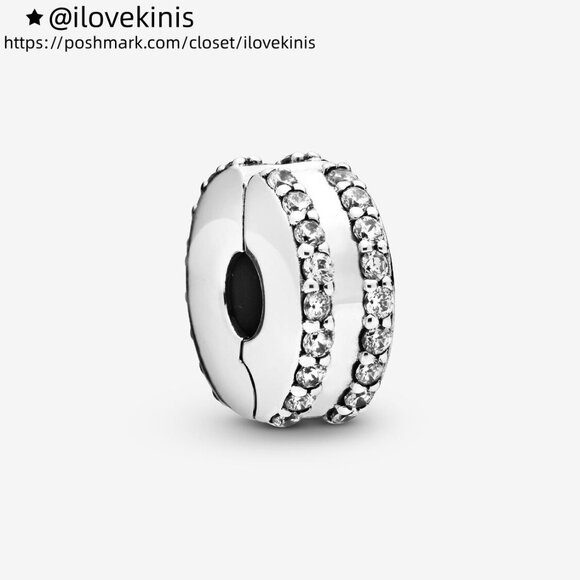 Pandora Double Lined Pavé Clip Charm - Picture 1 of 2